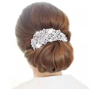 Zara Gold Large Floral Bridal Hair Comb Rhinestone Crown